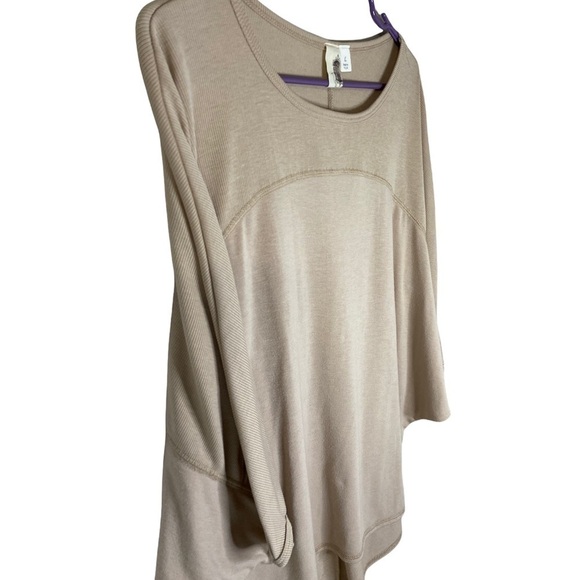 Francescas birdcage nude batwing top ribbed yolk womens Large - Picture 3 of 7